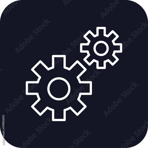 Cogwheel construction icon with black filled line outline style. industrial, work, machine, web, mechanical, business, industry. Vector illustration