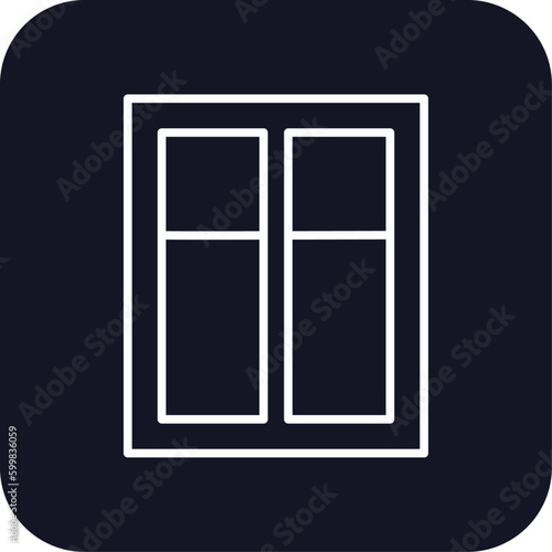 Window construction icon with black filled line outline style. sign, isolated, modern, architecture, line, frame, room. Vector illustration