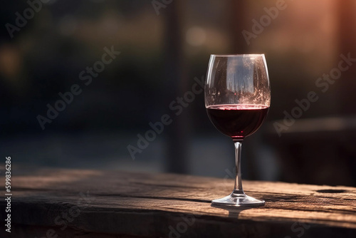 wine glass filled with red wine. generative AI