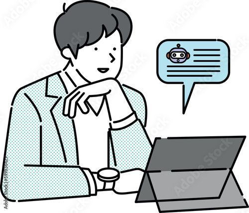 Man using conversational AI ChatGPT