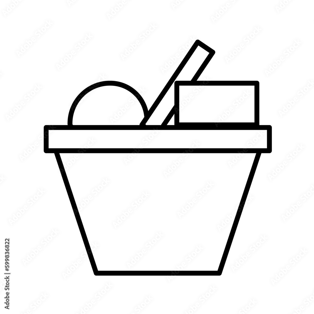 Basket shopping icon with black outline style. delivery, button, supermarket, set, object, box, e-commerce. Vector Illustration Basket shopping icon with black outline style. delivery, button, supermarket, set, object, box, e-commerce. Vector Illustration