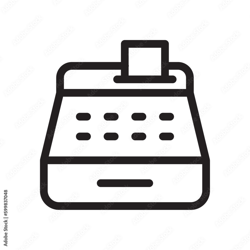 Cashier machine shopping icon with black outline style. commercial, isolated, card, sign, paying, checkout, retail. Vector Illustration Cashier machine shopping icon with black outline style. commercial, isolated, card, sign, paying, checkout, retail. Vector Illustration