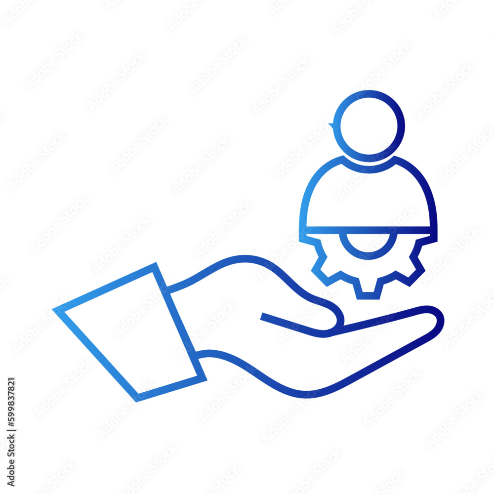 Service information technology icon with blue gradient outline style. tech, 24, human, design, assistance, group, agent. Vector Illustration Service information technology icon with blue gradient outline style. tech, 24, human, design, assistance, group, agent. Vector Illustration