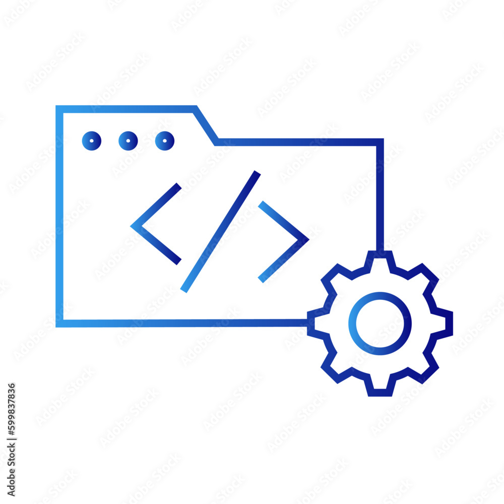 Coding information technology icon with blue gradient outline style. id, scanning, black, internet, communication, square, element. Vector Illustration Coding information technology icon with blue gradient outline style. id, scanning, black, internet, communication, square, element. Vector Illustration