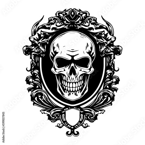 A Mexican skull emblem logo design that is ideal for biker clubs or alternative music bands
