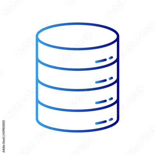 Database information Technology icon with blue gradient outline style. outline, diagram, object, analytics, digital, collection, folder. Vector Illustration