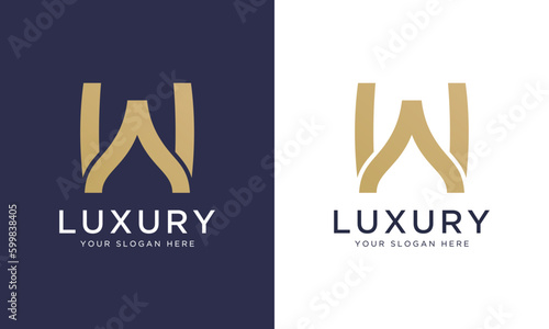 Royal premium letter w logo design vector template in gold color. Beautiful logotype design for luxury company branding.