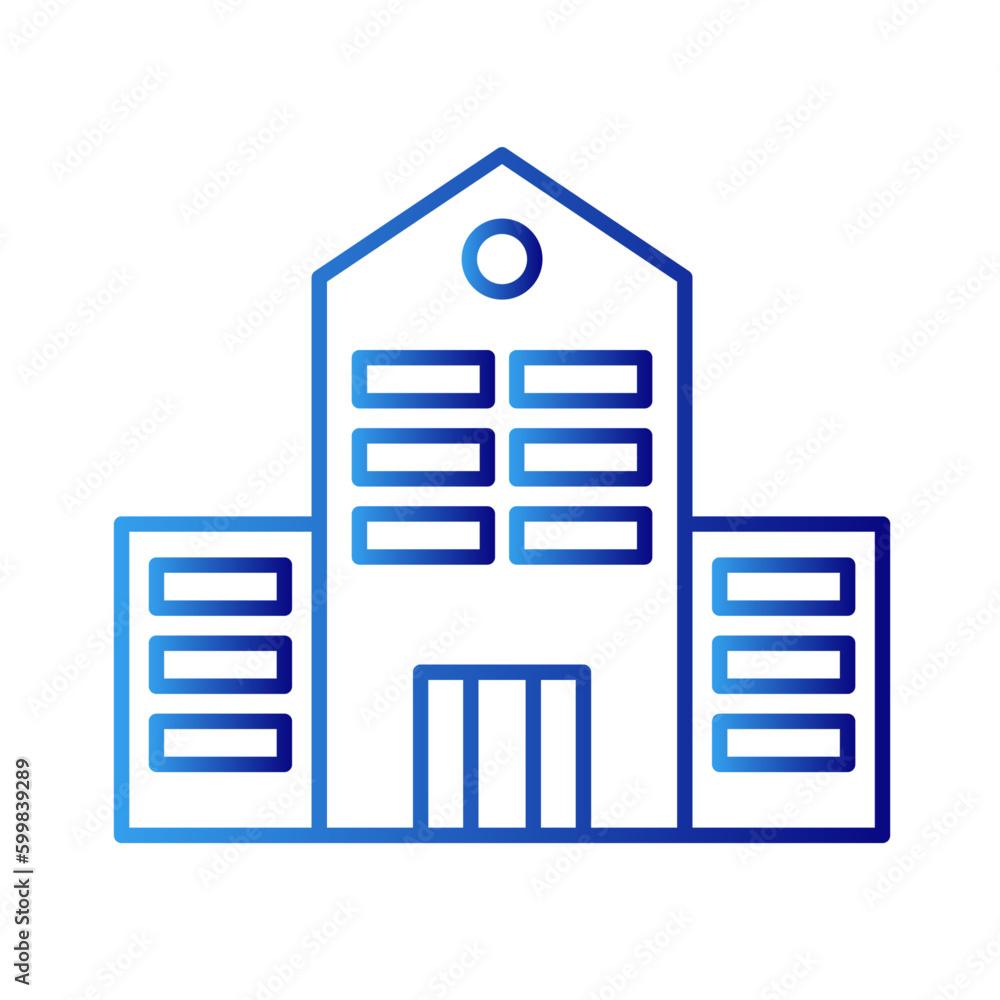 Campus education icon with blue gradient outline style. high, elementary, modern, office, pictogram, graphic, cap. Vector Illustration Campus education icon with blue gradient outline style. high, elementary, modern, office, pictogram, graphic, cap. Vector Illustration