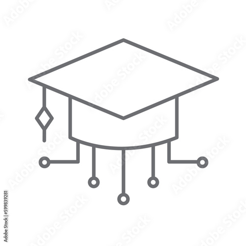 Edutech education icon with black outline style. application, tool, lineart, internet, network, editable, round. Vector Illustration