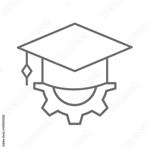 Vocational education icon with black outline style. black, concept, career, manager, office, compass, thin. Vector Illustration