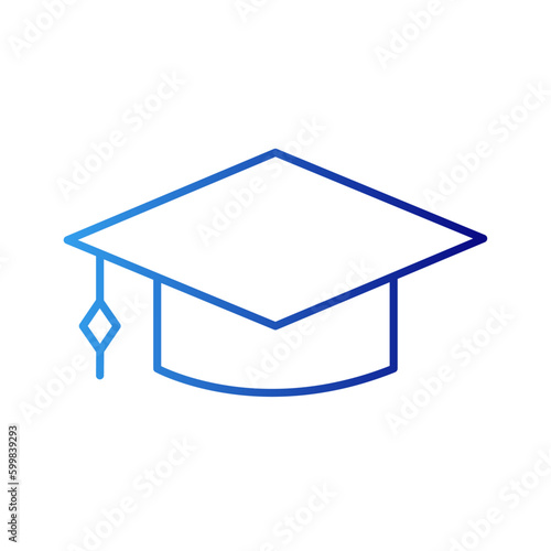 Graduation education icon with blue gradient outline style. flat, graduating, web, master, thin, educational, wisdom. Vector Illustration