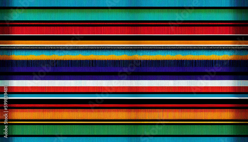 ethnic mexican fabric pattern with colorful stripes. Serape desig. Generative AI