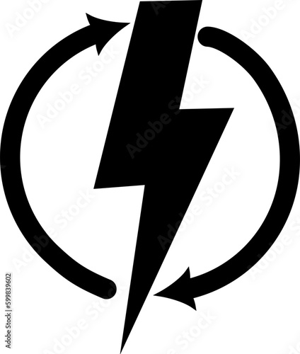 Lightning electric icon, Bolt circle symbol, Power charging energy sign, Vector illustration
