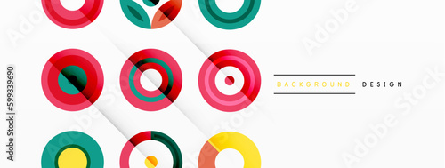 Colorful circles in a grid composition abstract background. Design for wallpaper, banner, background, landing page, wall art, invitation, prints, posters