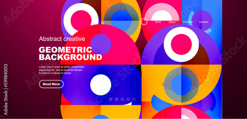Simple circles and round elements pattern. Minimalist design geometric landing page. Creative concept for business  technology  science or print design
