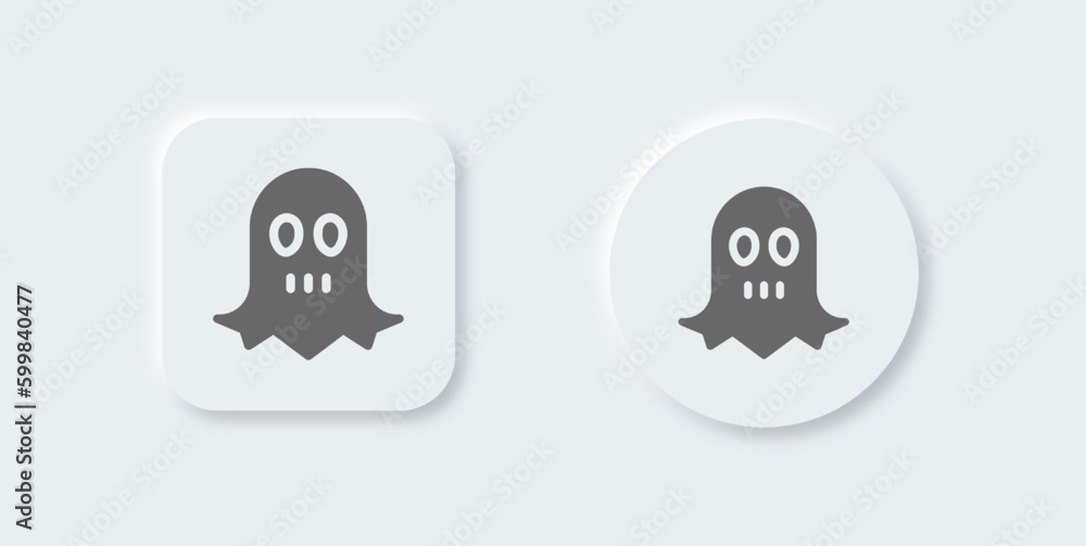 Ghost solid icon in neomorphic design style. Soul signs vector illustration. Ghost solid icon in neomorphic design style. Soul signs vector illustration.