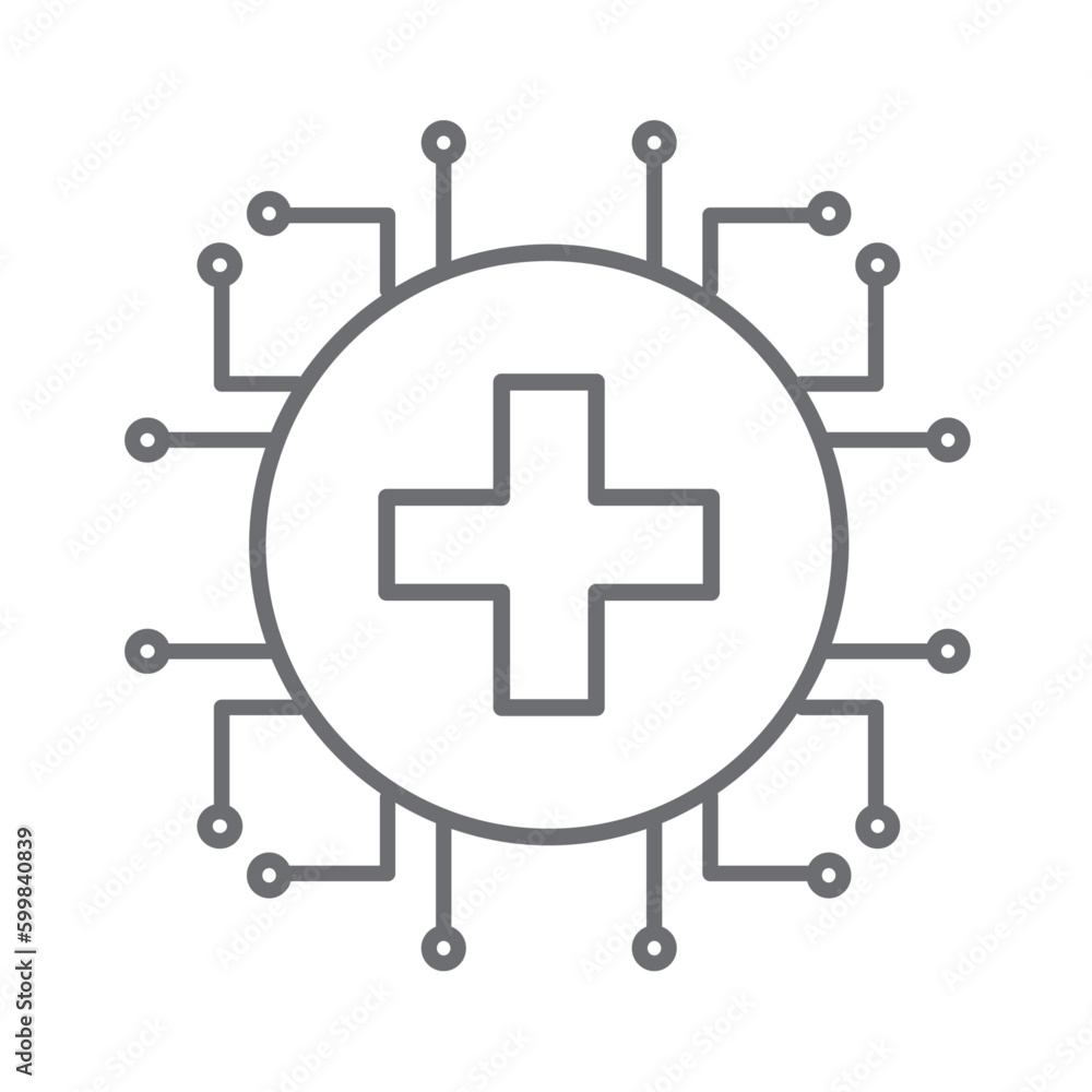 Digital digital healthcare icon with black outline style. tech, analysis, device, advertising, computing, money, chart. Vector Illustration Digital digital healthcare icon with black outline style. tech, analysis, device, advertising, computing, money, chart. Vector Illustration