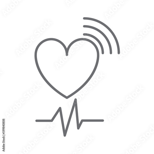 Heart beat digital healthcare icon with black outline style. cardiograph, emergency, love, test, flat, cardio, shape. Vector Illustration