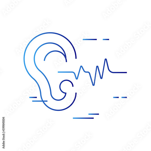 Impulse digital healthcare icon with blue gradient outline style. sound, soundwave, equalizer, mental, human, beat, frequency. Vector Illustration