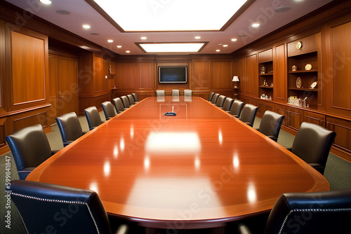 interior Empty boardroom for executive meetings, Generative AI