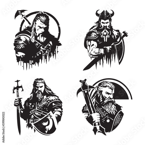 Excellent and powerful Viking warrior emblem art vector. 