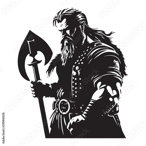 Excellent and powerful Viking warrior emblem art vector. 