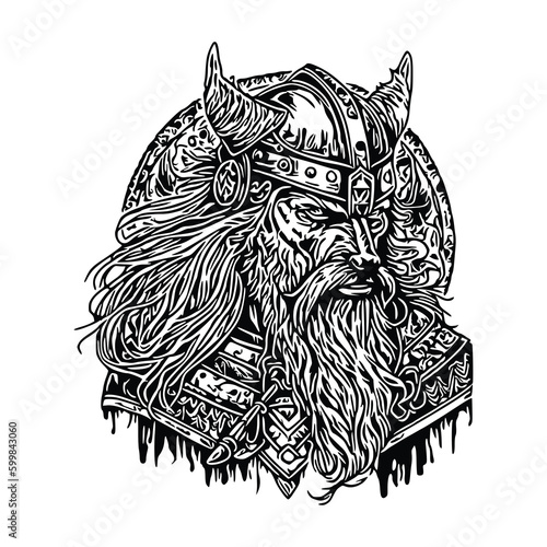 Viking man vector illustration. Isolated on white background.