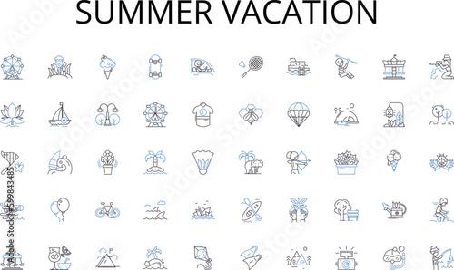 Summer vacation line icons collection. job, career, resume, interview, nerking, application, experience vector and linear illustration. references,qualifications,skills outline signs set
