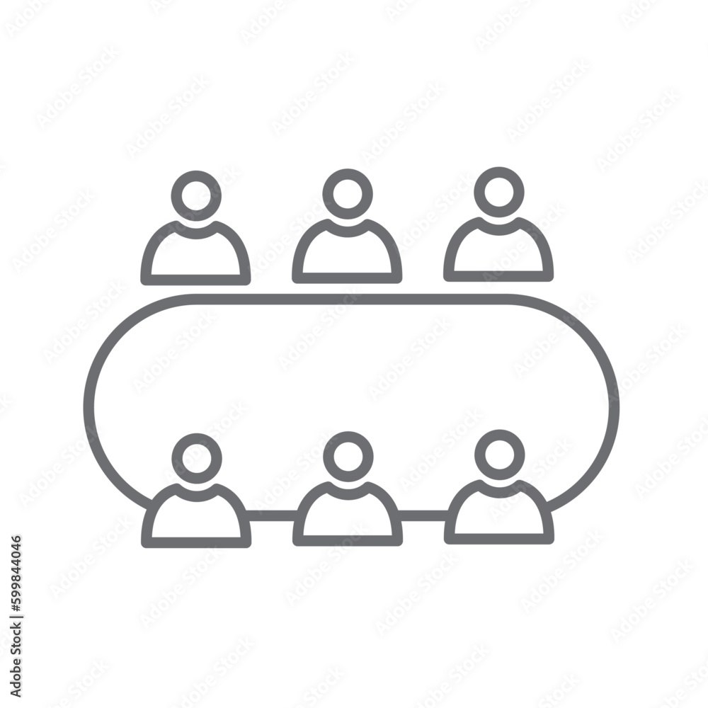 Group meeting icon with black outline style. seminar, conference, handshake, success, connection, simple, website. Vector Illustration Group meeting icon with black outline style. seminar, conference, handshake, success, connection, simple, website. Vector Illustration