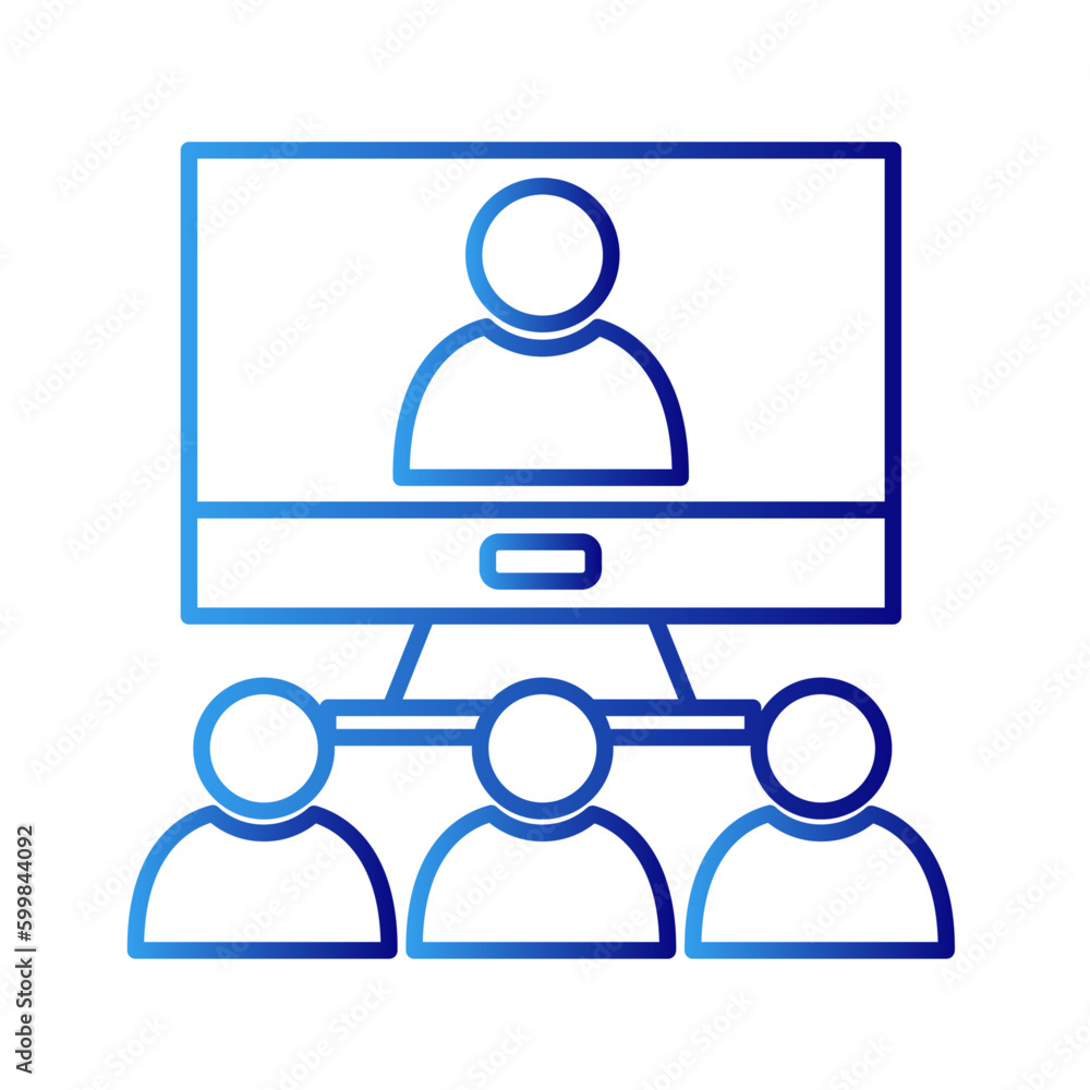 Meeting meeting icon with blue gradient outline style. training, video, leadership, chat, member, cooperation, handshake. Vector Illustration Meeting meeting icon with blue gradient outline style. training, video, leadership, chat, member, cooperation, handshake. Vector Illustration