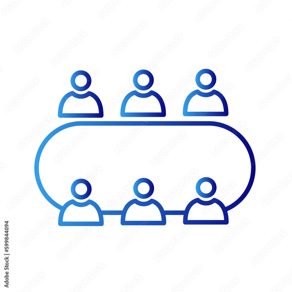 Group meeting icon with blue gradient outline style. seminar, conference, handshake, success, connection, simple, website. Vector Illustration Group meeting icon with blue gradient outline style. seminar, conference, handshake, success, connection, simple, website. Vector Illustration