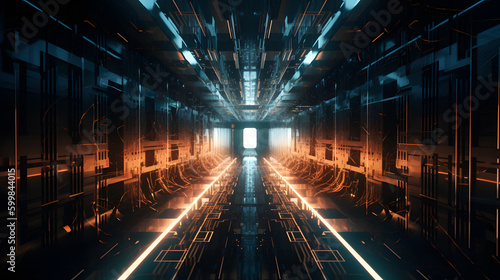 Explore the cutting edge of AI with this awe-inspiring image of a supercomputer in action. See the incredible processing power and speed of modern technology in this stunning depiction.