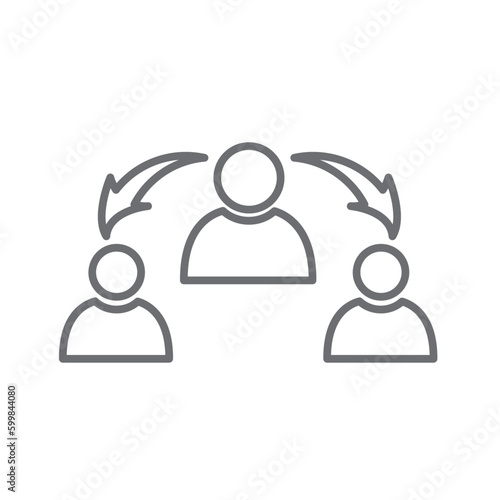Mediator meeting icon with black outline style. relation, businessman, contract, divorce, handshake, help, children. Vector Illustration