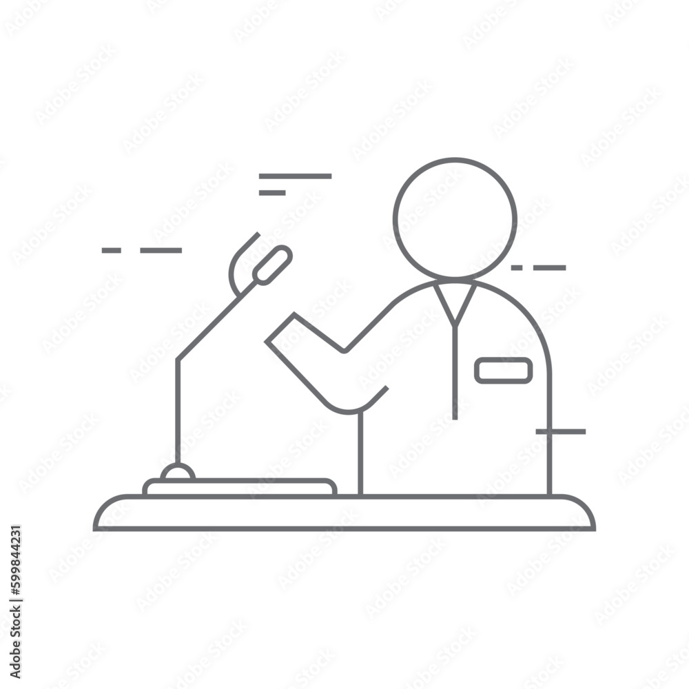Speaker meeting icon with black outline style. background, alert, public, shout, broadcasting, scream, concept. Vector Illustration Speaker meeting icon with black outline style. background, alert, public, shout, broadcasting, scream, concept. Vector Illustration