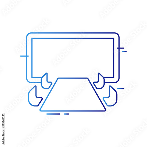 Meeting room meeting icon with blue gradient outline style. strategy, round, board, together, brainstorming, professional, occupation. Vector Illustration