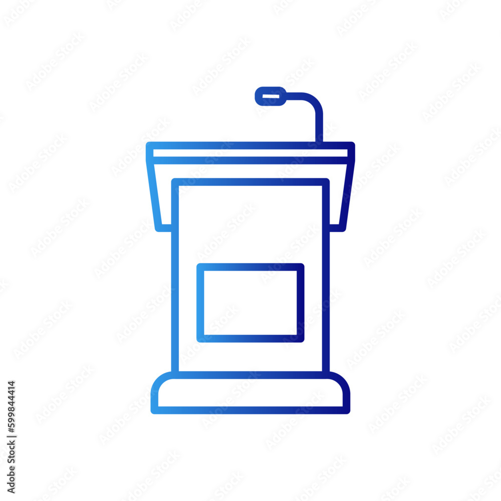 Podium meeting icon with blue gradient outline style. stage, manager, star, lecture, people, microphone, tribune. Vector Illustration Podium meeting icon with blue gradient outline style. stage, manager, star, lecture, people, microphone, tribune. Vector Illustration