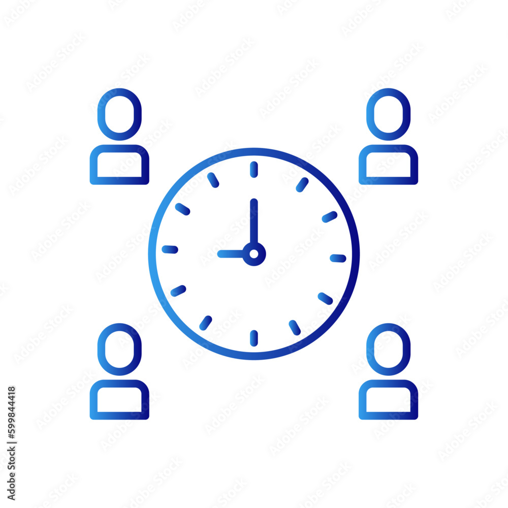 Time meeting icon with blue gradient outline style. web, number, hourglass, modern, outline, management, countdown. Vector Illustration Time meeting icon with blue gradient outline style. web, number, hourglass, modern, outline, management, countdown. Vector Illustration