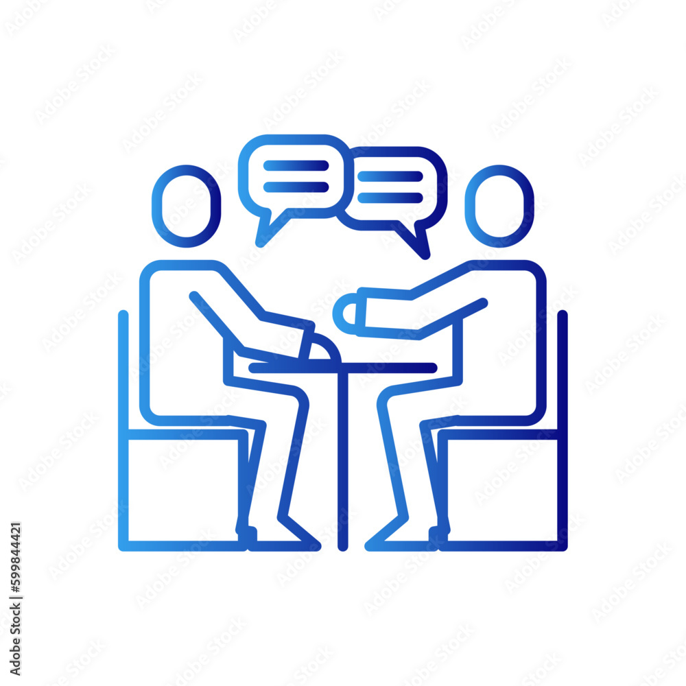 Conversation meeting icon with blue gradient outline style. information, man, media, forum, thin, comment, online. Vector Illustration Conversation meeting icon with blue gradient outline style. information, man, media, forum, thin, comment, online. Vector Illustration