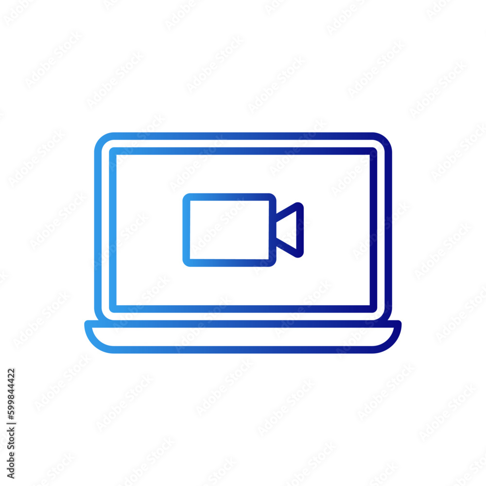 Video meeting icon with blue gradient outline style. black, clip, website, thin, outline, camcorder, line. Vector Illustration Video meeting icon with blue gradient outline style. black, clip, website, thin, outline, camcorder, line. Vector Illustration