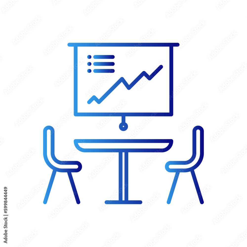 Meeting room meeting icon with blue gradient outline style. strategy, round, board, together, brainstorming, professional, occupation. Vector Illustration Meeting room meeting icon with blue gradient outline style. strategy, round, board, together, brainstorming, professional, occupation. Vector Illustration