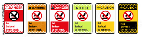 Danger sign, do not touch hot surface sign. Vector illustration.