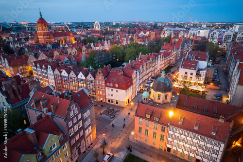 Aerial view of Gdansk old town, Poland