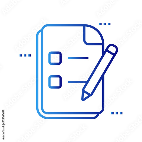 Assess crisis management icon with blue gradient outline style. growth, background, process, consultant, verify, banking, service. Vector Illustration