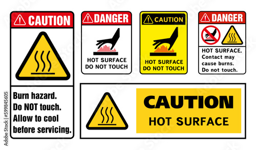 Danger sign, do not touch hot surface sign. Vector illustration.