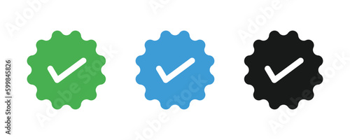 Approved symbol, Profile verification check marks vector icons