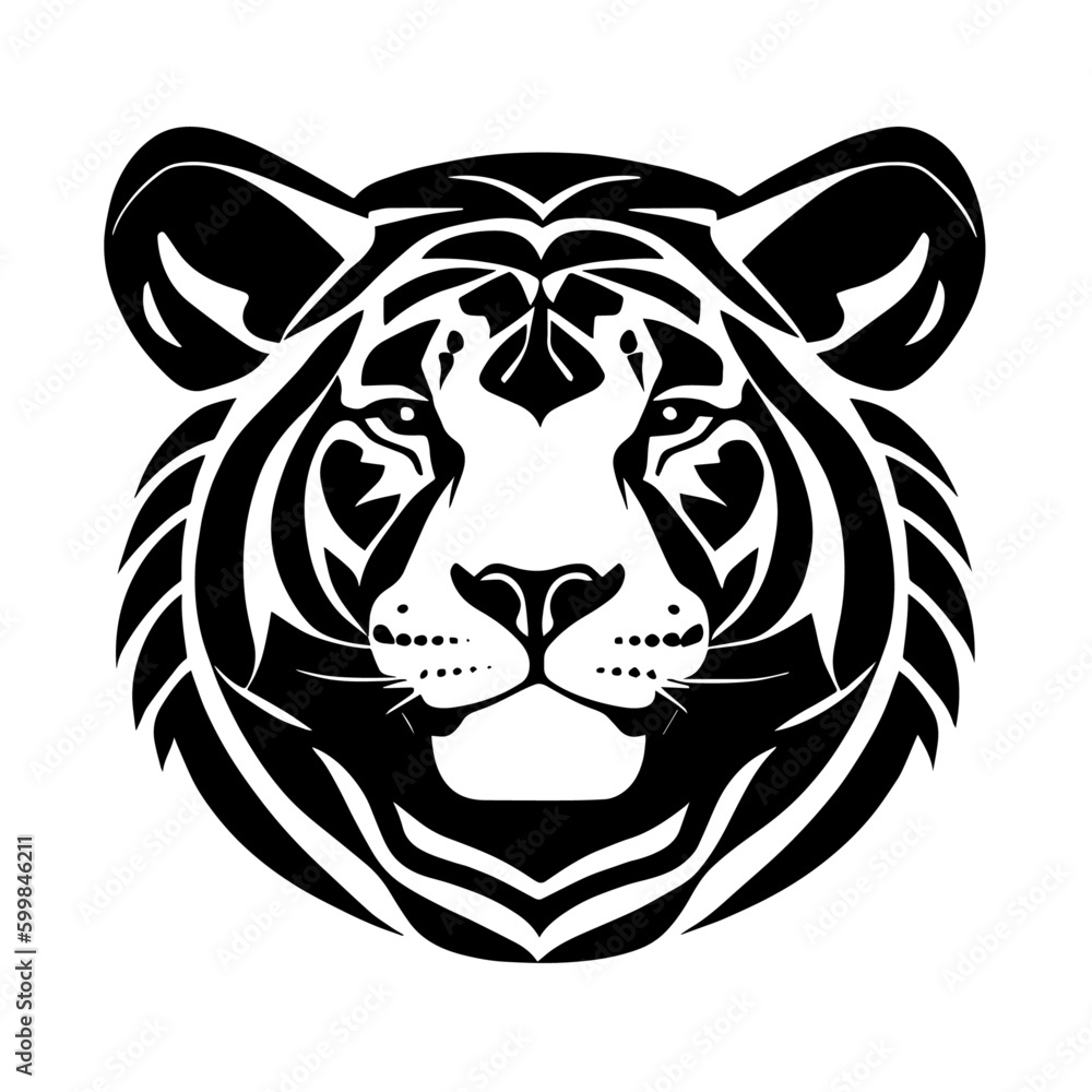 Animal head vector design black and white