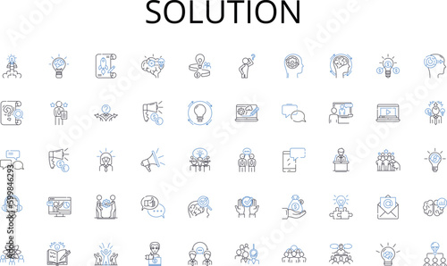 Solution line icons collection. Healing, Emotions, Expressive, Imaginative, Safe, Creative, Trust vector and linear illustration. Exploration,Playful,Development outline signs set