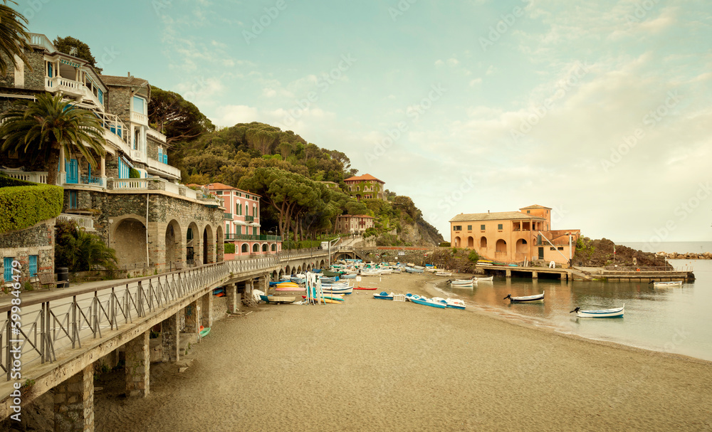 Luxury residences near the beach in Levanto town in Cinque Terre, Liguria, Italy