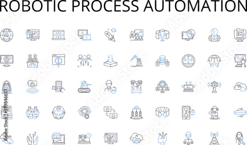 Robotic process automation line icons collection. Development, Advancement, Improvement, Expansion, Succession, Increase, Growth vector and linear illustration. Success,Forward,Gradual outline signs