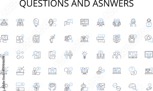 Questions and asnwers line icons collection. Fitness, Workout, Pliability, Sweat, Flexibility, Muscles, Endurance vector and linear illustration. Movement,Health,Strength outline signs set